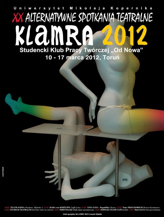 Alternatywne Spotkania Teatralne Klamra 2012, plakat, proj. Leszek Mądzik (źródło: materiał prasowy