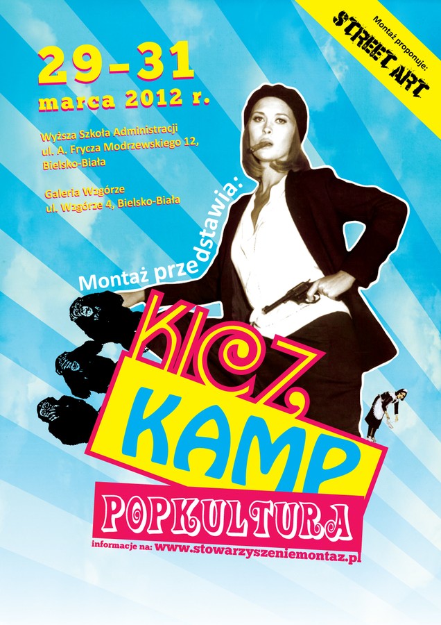 „Montaż przedstawia: kicz/kamp/popkultura ”- plakat (źródło: materiały prasowe)