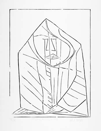 Jerzy Panek, „Obłąkana kobieta w oknie”, drzeworyt, 64,5 x 49cm, 1960/1991 (źródło: materiały prasowe organizatora)