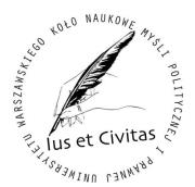 Logotyp Koła Naukowego Myśli Politycznej i Prawnej Uniwersytetu Warszawskiego (źródło: materiały prasowe organizatora)