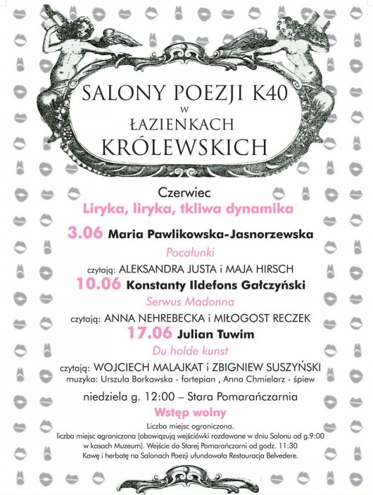 Plakat czerwcowych Salonów Poezji K40 w Łazienkach Królewskich (źródło: materiały prasowe)