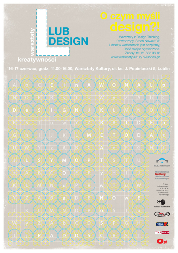 Plakat projektu „Lub Design! Warsztaty kreatywności” (źródło: materiały prasowe)