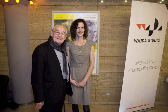 Na zdjęciu, od lewej: Andrzej Wajda, Norah McGettigan. Premiera filmu Sanctuary. Fot. Jacek Marczewski / Wajda Studio