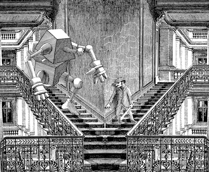 Daniel Mróz, „Potworyk”, ilustracja do opowiadań z cyklu „Cyberiada”, 1965 (źródło: materiały prasowe)
