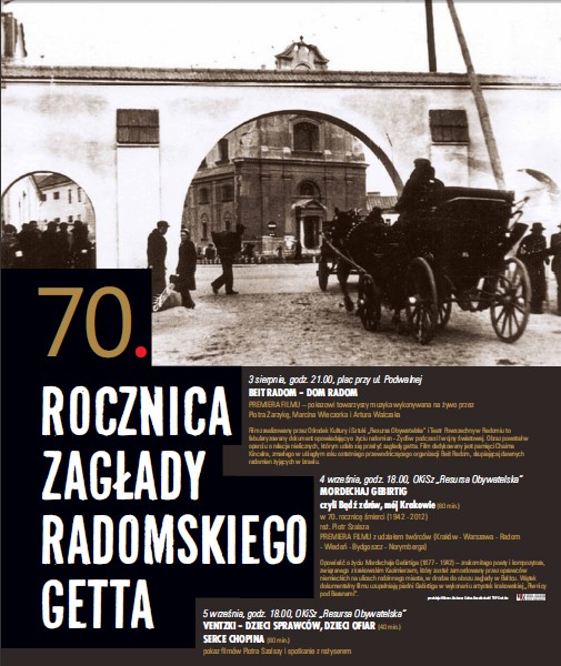Plakat obchodów 70. rocznicy zagłady radomskiego getta (źródło: materiały prasowe organizatora)