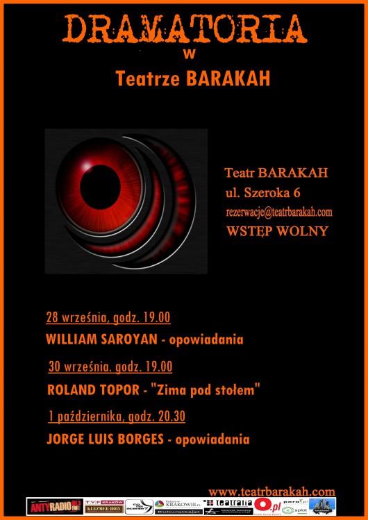 Dramatoria w Teatrze Barakah, plakat (źródło: materiały prasowe organizatora)