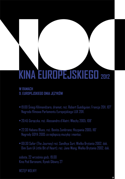 Noc Kina Europejskiego – plakat edycji 2012 (źródło: materiały prasowe organizatora)
