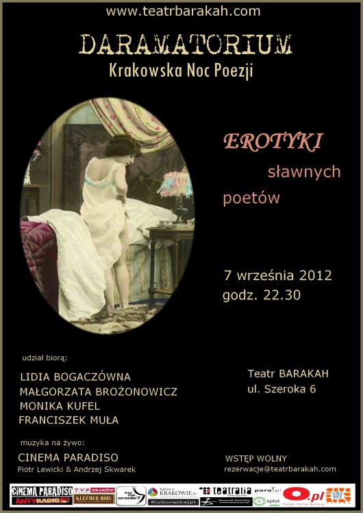 Plakat Nocy Poezji w Teatrze Barakah (źródło: materiały prasowe organizatora)