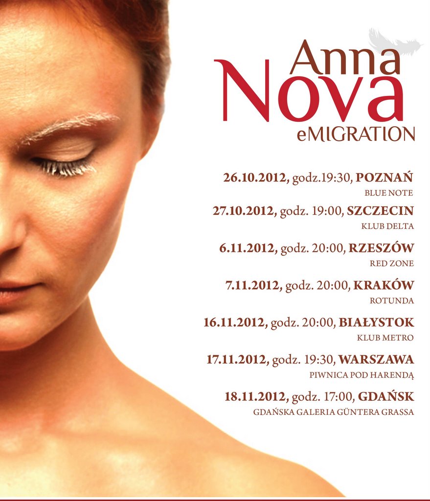 plakat trasy koncertowej Anna Nova (źródło: materiały prasowe)
