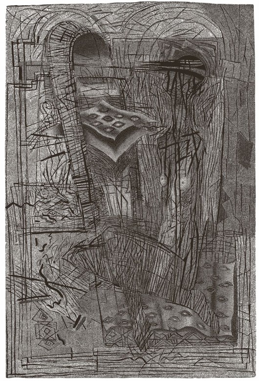 Joanna Piech, „Rozmowa – samotność”, linoryt, 89,5 x 59 cm (100 x 70 cm), 1994 (źródło: materiały prasowe organizatora)