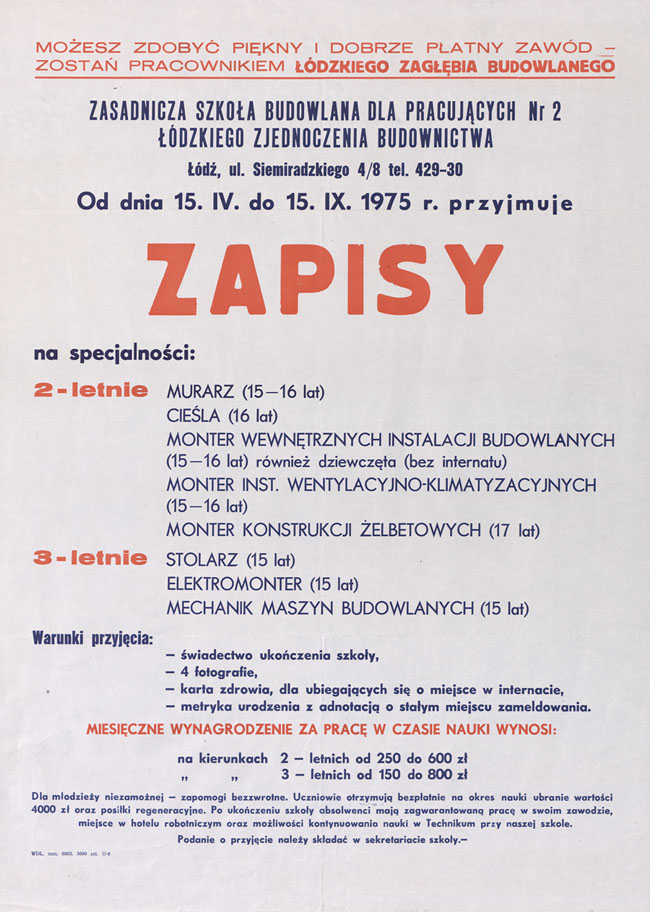 Ogłoszenie ZSB, 1975 (źródło: materiały prasowe organizatora)