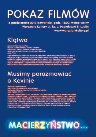 Pokaz filmów w ramach wystawy „Macierzyństwo…”, plakat (źródło: materiały prasowe organizatora)