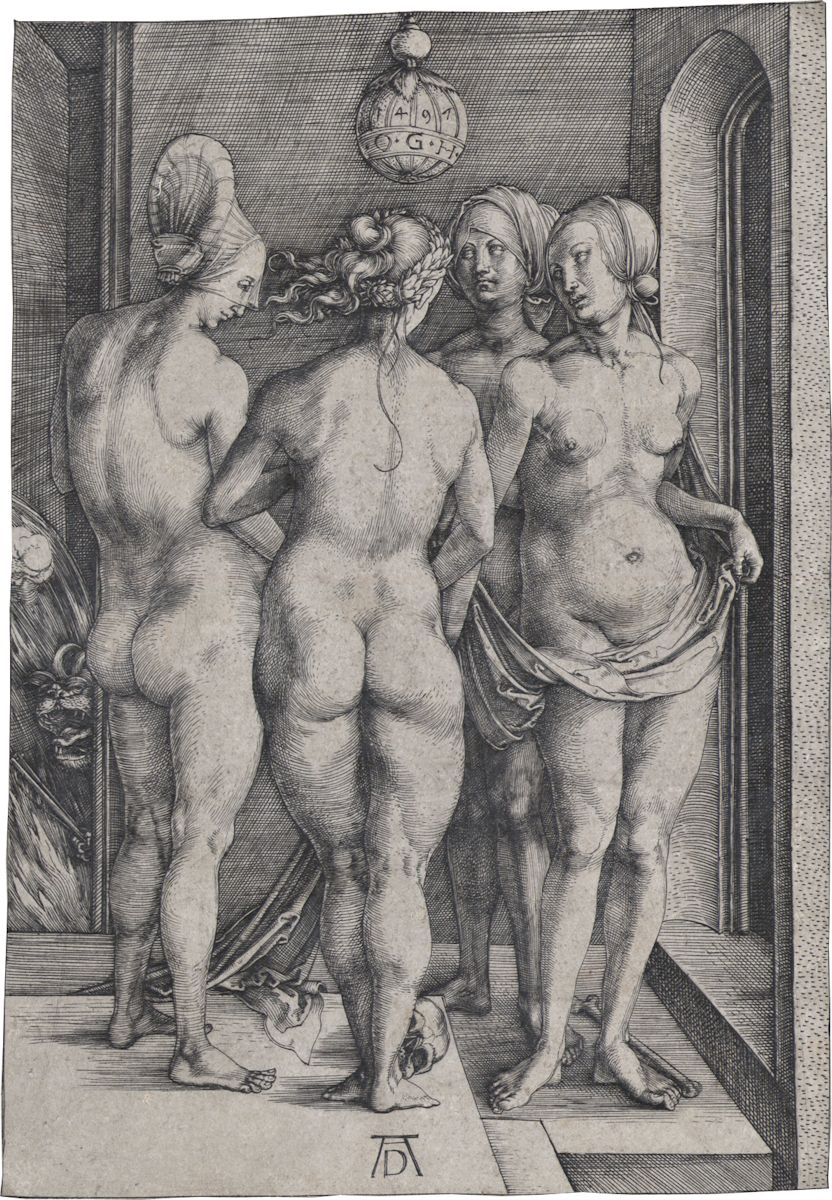 Albrecht Dürer, „Cztery wiedźmy“, 1497; Kraków, Biblioteka Naukowa PAU i PAN w Krakowie, Gabinet Rysunku, nr inw. 10093 (źródło: materiały prasowe organizatora)