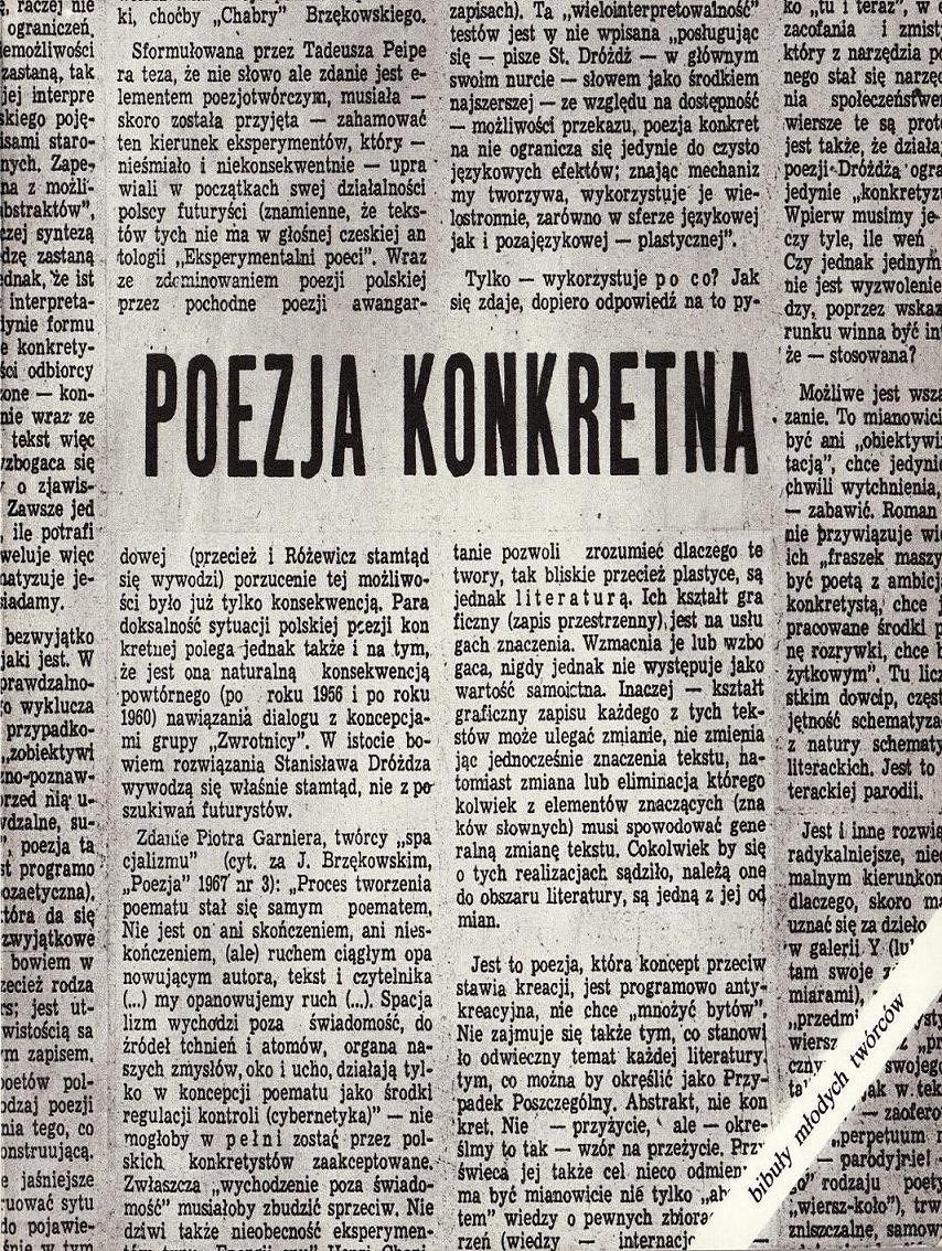 Okładka antologii polskiej poezji konkretnej przygotowanej przez Stanisława Dróżdża na podstawie jego pracy magisterskiej, Warszawa 1979 (źródło: archiwum Małgorzaty Dawidek Gryglickiej)