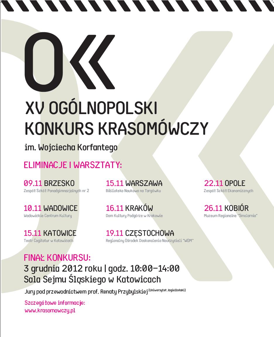 XV Ogólnopolski Konkurs Krasomówczy im. Wojciecha Korfantego, plakat (źródło: materiał prasowy)