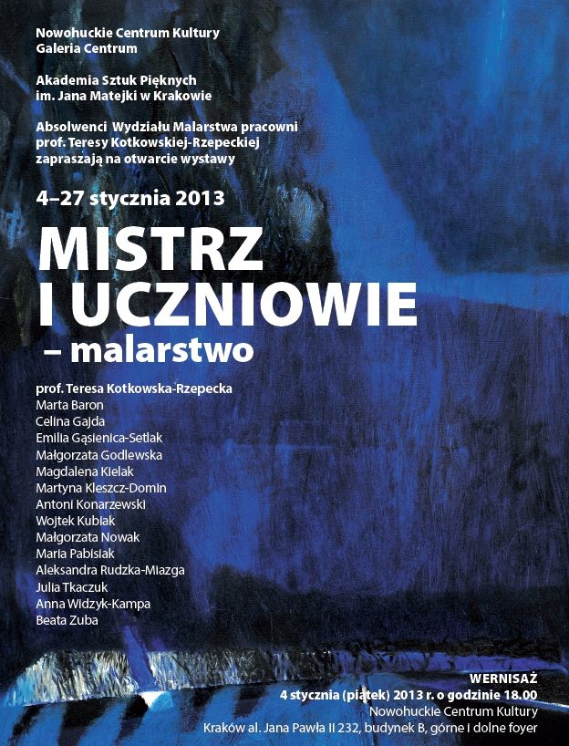Wystawa „Mistrz i uczniowie", Nowohuckie Centrum Kultury w Krakowie, plakat (źródło: materiały prasowe organizatora)