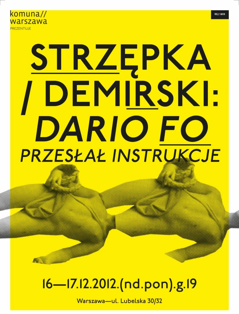 Strzępka&Demirski RE//MIX „Dario Ro przesyła instrukce", plakat (źródło: materiał prasowy)