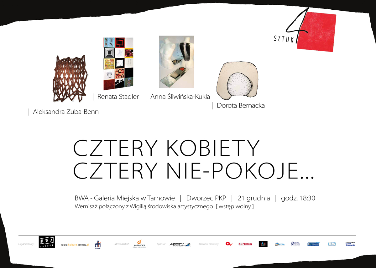 Wystawa „Sztuk 4”, BWA - Galeria Miejska w Tarnowie, plakat (źródło: materiały prasowe organizatora)