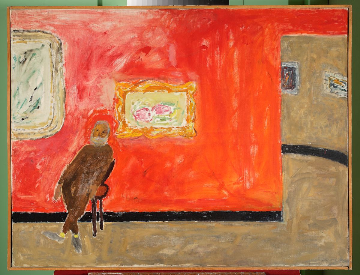 Józef Czapski, „Mężczyzna na wystawie”, 1959, olej, płótno, 8,5 x 116 cm, nr inw. 1256 (źródło: materiały prasowe organizatora)