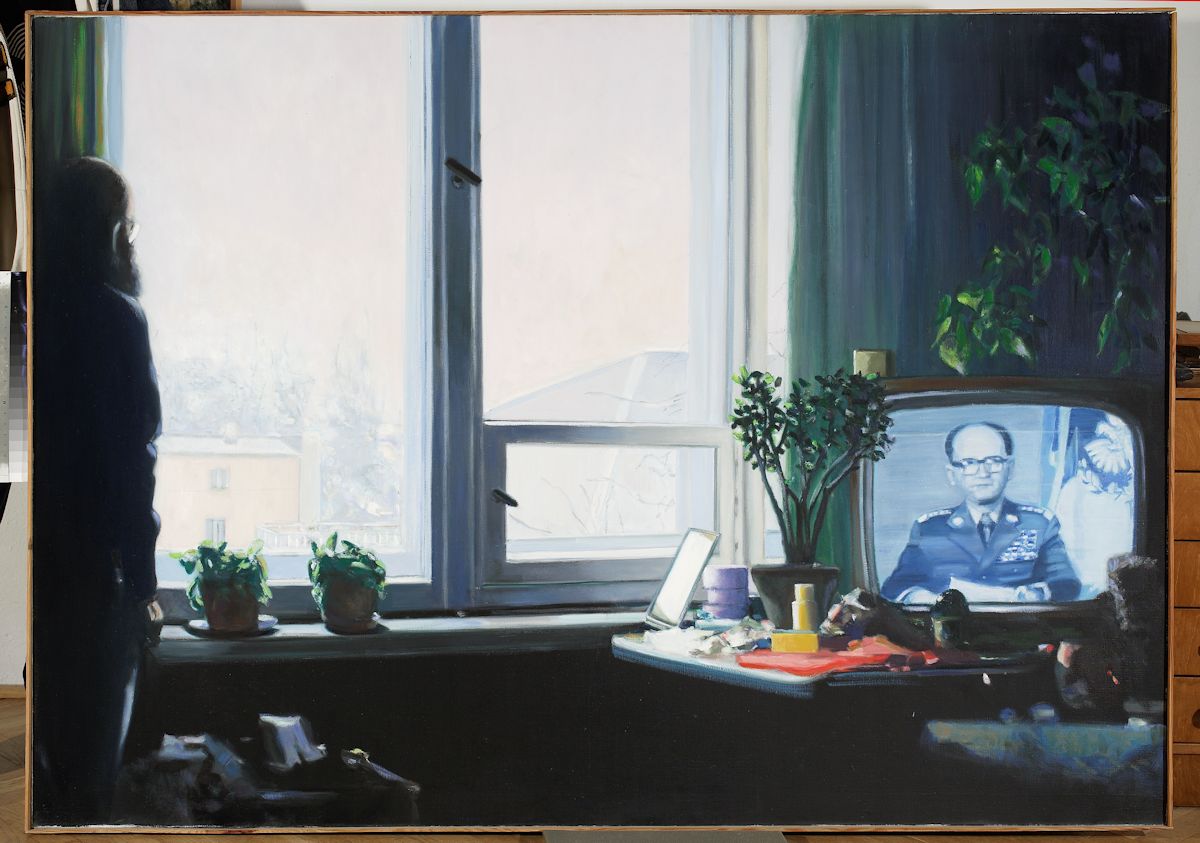 Łukasz Korolkiewicz, „13 grudnia 1981 rano”, 1982, olej, płótno, 89 x 190 cm, nr inw. 4092 (źródło: materiały prasowe organizatora)