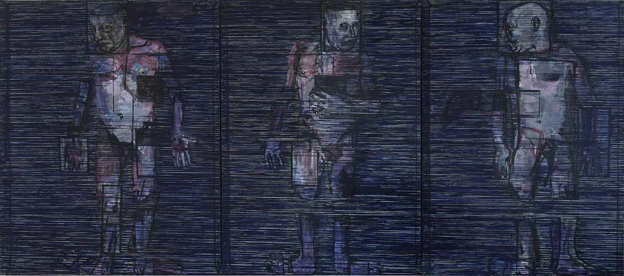 Rafał Sobiczewski, „I, Me, Mine”, 2012, olej, płótno, 200 x 450, fot. Michał Dąbrowski (źródło: materiały prasowe organizatora)