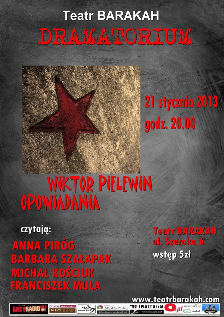 Dramatorium, Wiktor Pielewin, Teatr Barakah, plakat (źródło: materiał prasowy)