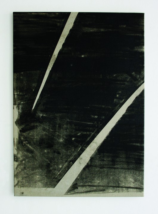 Jakub Czyszczoń, Bez tytułu („Process black”), 100x70cm, farba offsetowa na płótnie, 2012 (źródło: materiały prasowe organizatora)