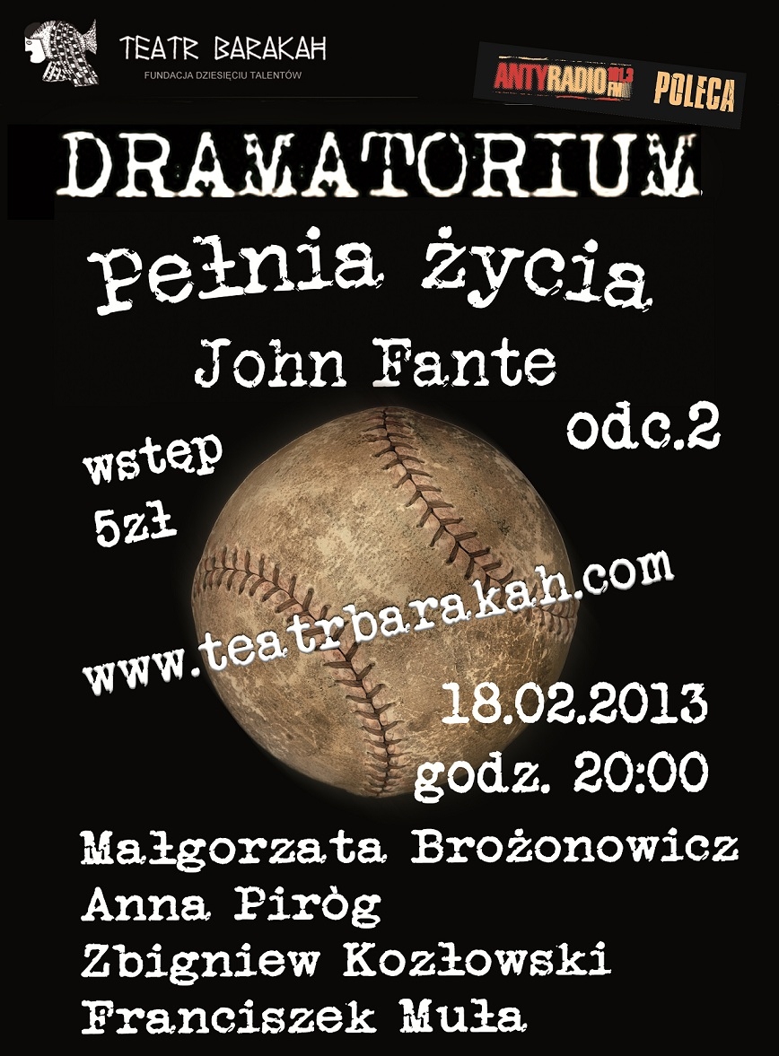 John Fante, „Pełnia życia", odc. 2, Dramatorium, Teatr Barakah, Kraków (źródło: materiał prasowy)