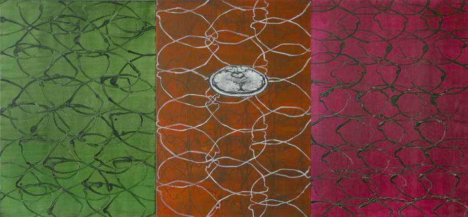 Marek Chlanda, „Uzdrowisko”, fragment nr 6, akryl na płótnie, 70 × 150 cm (źródło: materiały prasowe organizatora)
