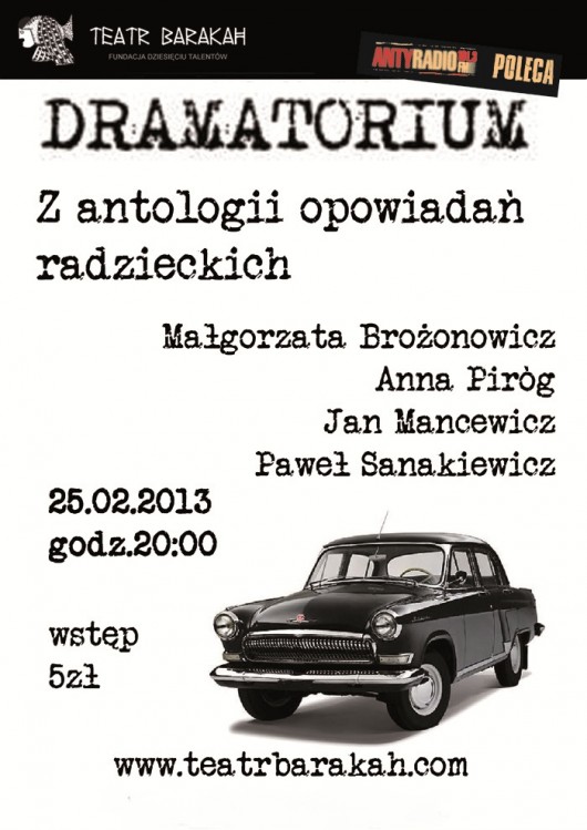 Dramatorium, „Z antologii opowiadań radzieckich", Teatr Barakah, Kraków, plakat (źródło: materiał prasowy)