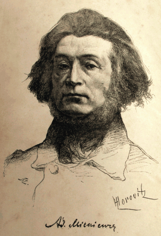 Portret Adama Mickiewicza w wykonaniu Leopolda Horowitza (na licencji creative commons)