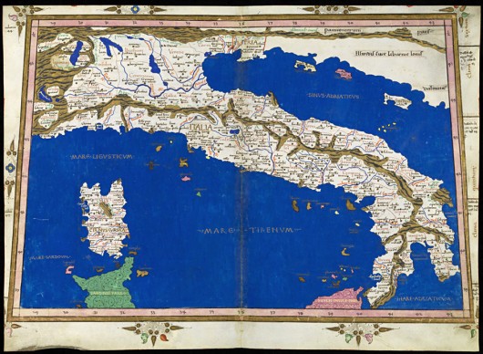 Tabula Orbis (Mapa Świata) z "Geografii" Klaudiusza Ptolemeusza w redakcji Nicolausa Germanusa, Florencja, 1467 (fot. dzięki uprzejmości Biblioteki Narodowej w Warszawie)