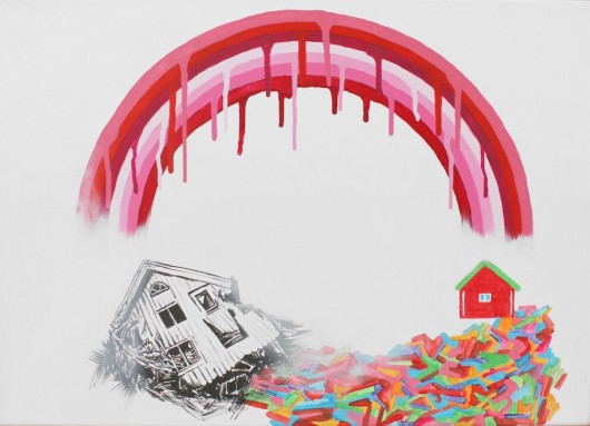 Piotr Macha, „Bloody Rainbow”, 2012, akryl na płótnie, 46 x 65 cm (źródło: materiały prasowe organizatora)