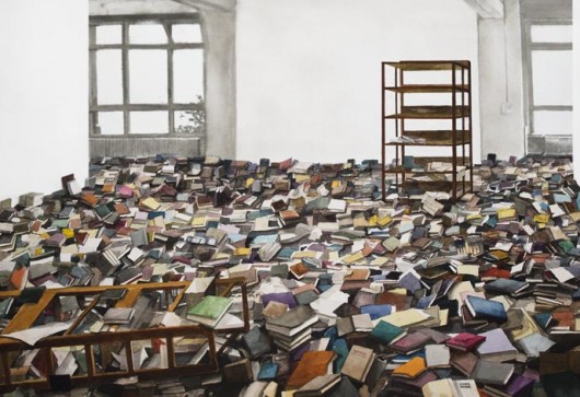 Szymon Kobylarz, „Biblioteka”, akwarela, 50x70 cm, 2012 (źródło: materiały prasowe organizatora)