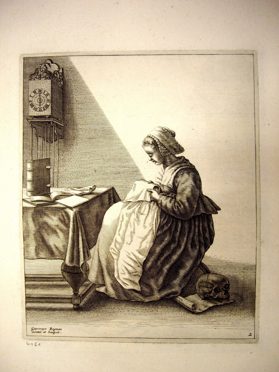 Geertruydt Roghman, „Prace kobiece. Szyjąca kobieta” (ze zbiorów Gabinetu Rycin Biblioteki Naukowej PAU i PAN w Krakowie)
