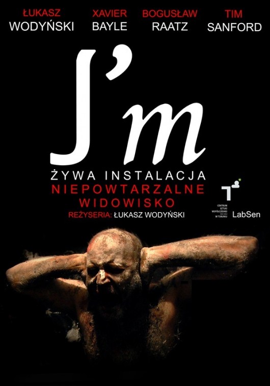 Łukasz Wodyński, „J'm live installation”, pokaz w CSW Znaki Czasu w Toruniu, plakat (źródło: materiały prasowe organizatora)