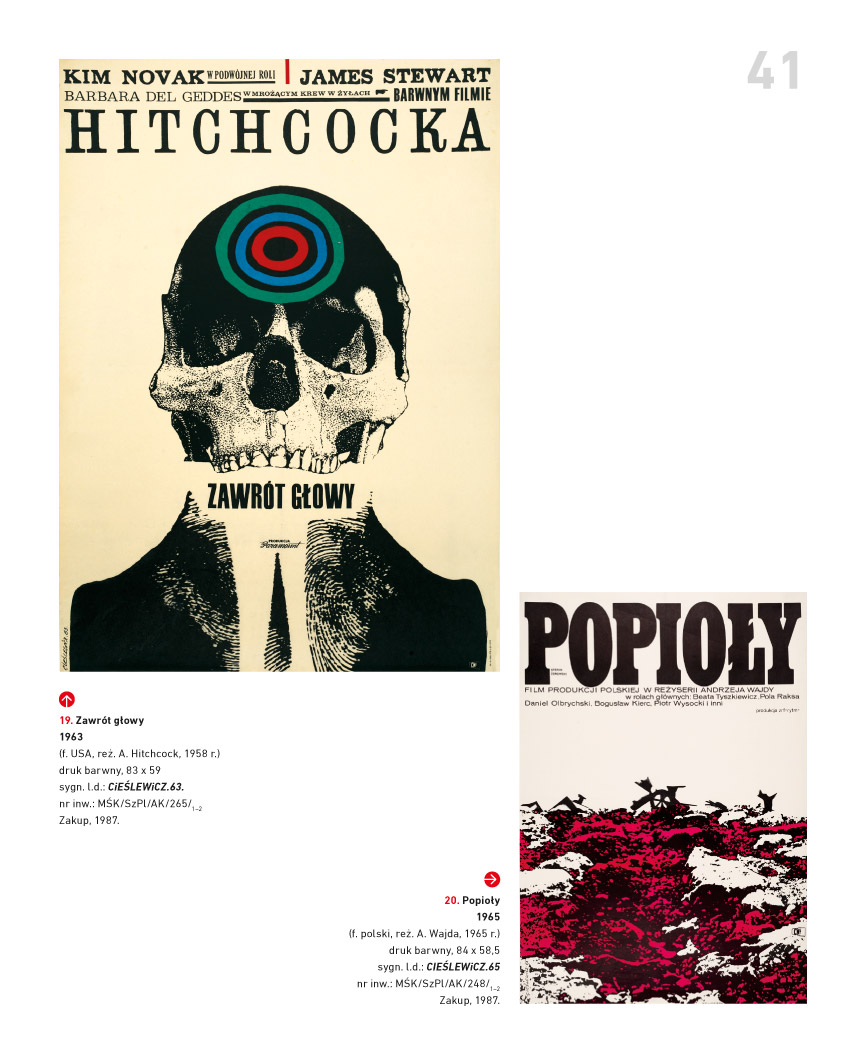 Strona z katalogu „Mistrzowie plakatu polskiego w zbiorach Muzeum Śląskiego” (źródło: materiały prasowe organizatora)