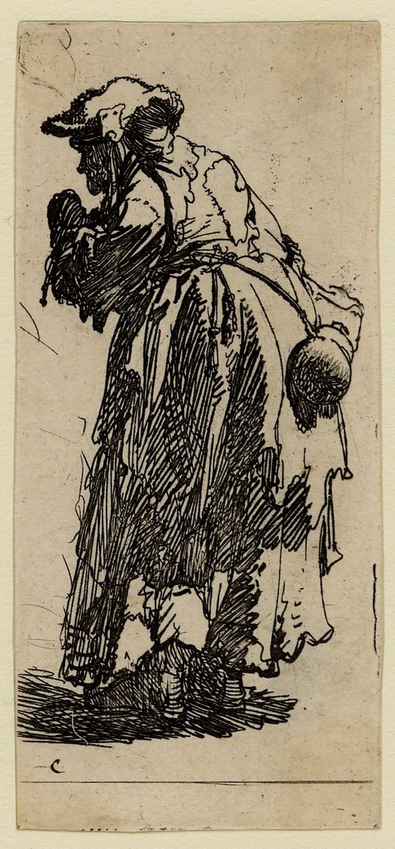 Rembrandt van Rijn, „Stara żebraczka z tykwą” (ze zbiorów Gabinetu Rycin Biblioteki Naukowej PAU i PAN w Krakowie)