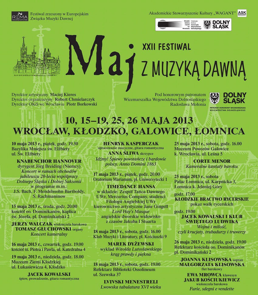 Międzynarodowy Festiwal „Maj z Muzyką Dawną", plakat (źródło: mat. prasowe)