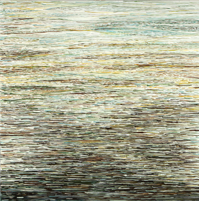 Joanna Mankiewicz, „Struktura w przestrzeni”, olej na płótnie, 100x100 cm (źródło: materiały prasowe organizatora)