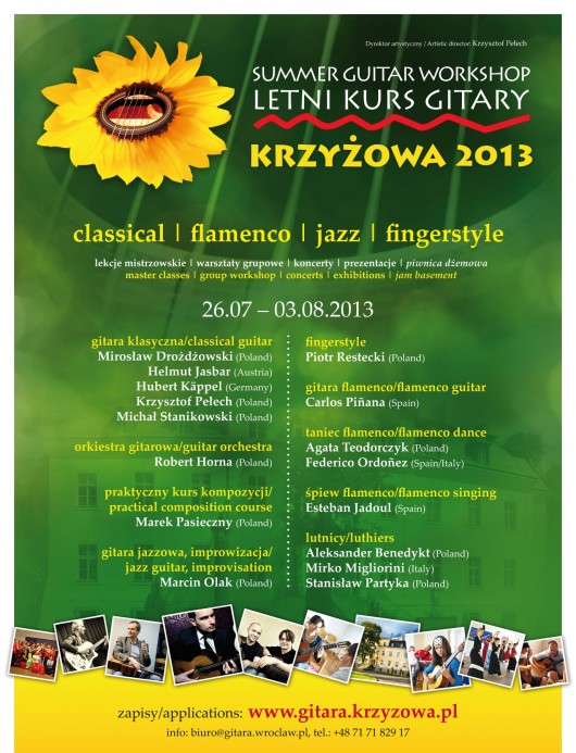 13. Letni Kurs Gitary „Krzyżowa" 2013, plakat (źródło: mat. prasowe)
