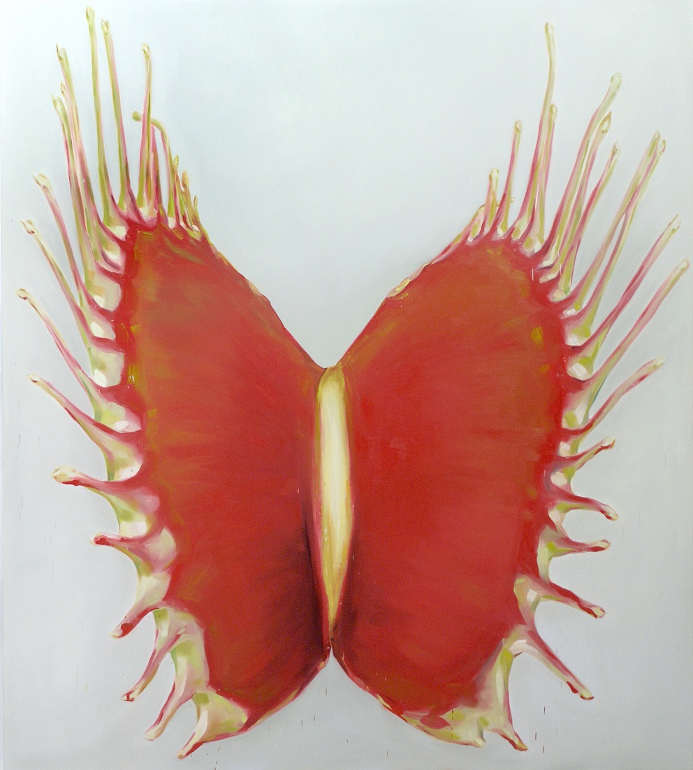 Charlotte Beaudry, bez tytułu (muchołówka), 2012, olej na płótnie, 200 x 180 cm, fot. Marc Wathieu (źródło: materiały prasowe organizatora)