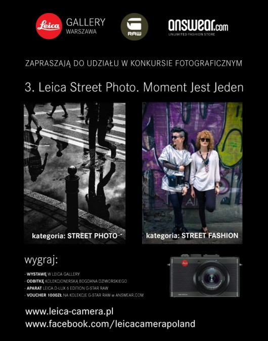 3. Konkurs fotografii ulicznej „Moment jest jeden”, Leica Gallery Warszawa, plakat (źródło: materiały prasowe organizatora)