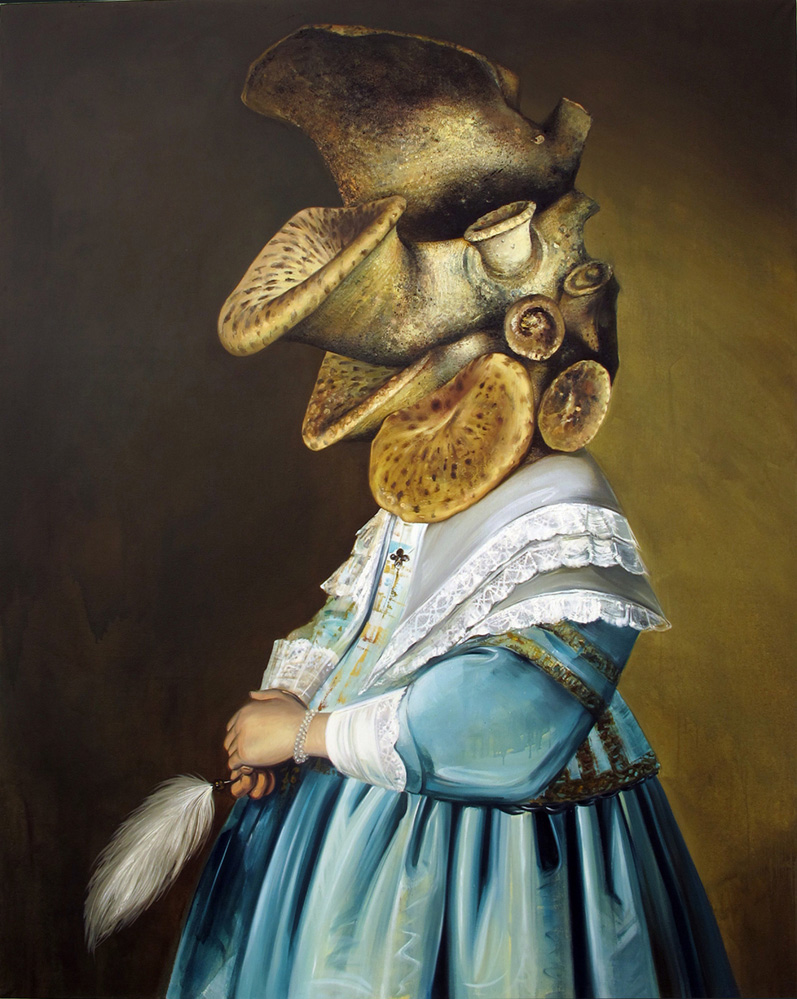 Ewa Juszkiewicz, „Girl in blue”, 2013, olej na płótnie, 200 x 160 cm, fot. Archiwum Galerii Bielskiej BWA