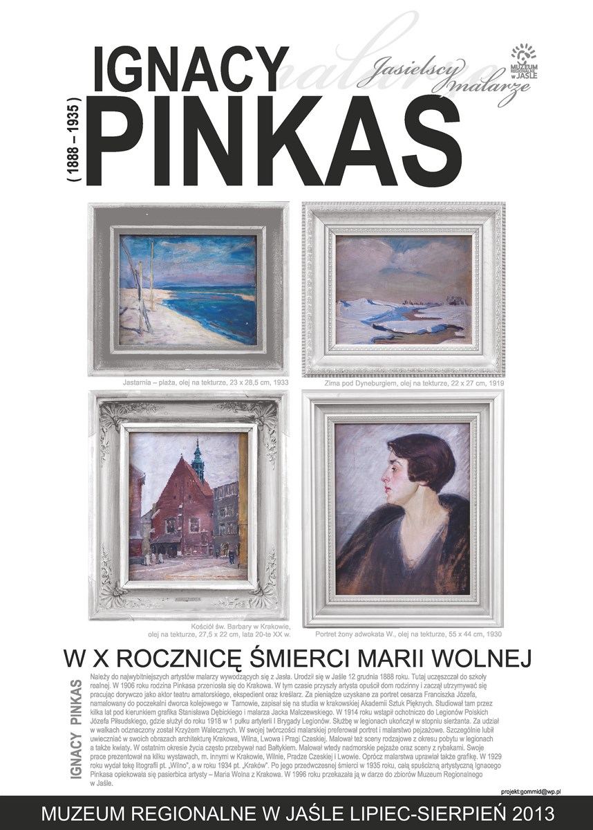 Plakat wystawy malarstwa Ignacego Pinkasa, Muzeum Regionalne w Jaśle (źródło: materiały prasowe organizatora)