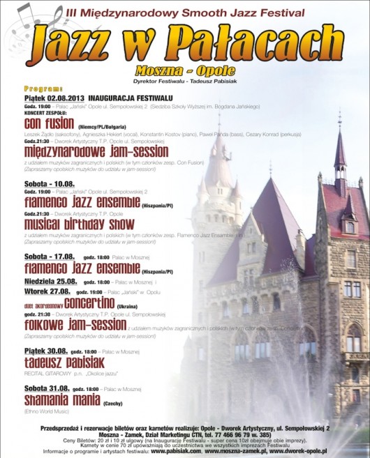 III Międzynarodowy Smooth Jazz Festival Jazz w Pałacach (źródło: materiały prasowe organizatora)
