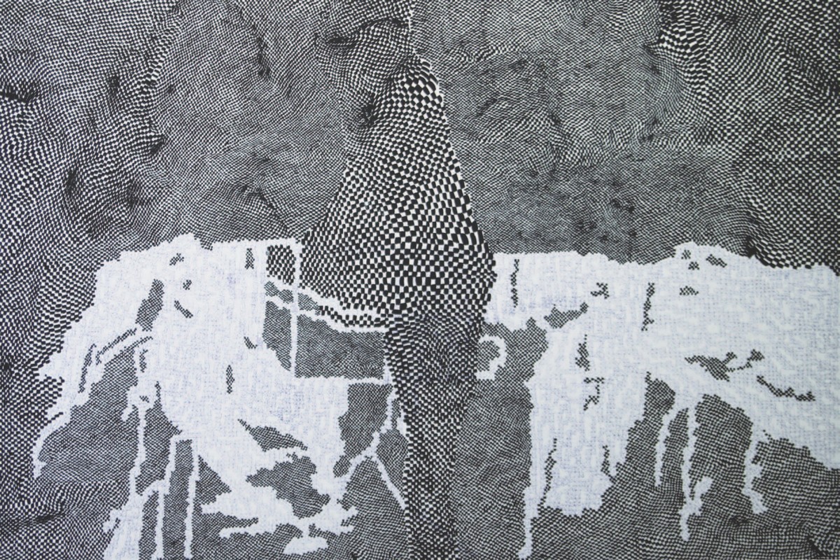 Martyna Ścibior, „Przejęłam to po Tobie”, 100 x 150 cm, długopis i akryl na płótnie, 2013 (źródło: materiały prasowe organizatora)