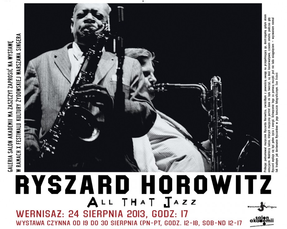 Plakat wystawy Ryszarda Horowitza pt. „All that Jazz!”, Salon Akademii w Warszawie (źródło: materiały prasowe organizatora)