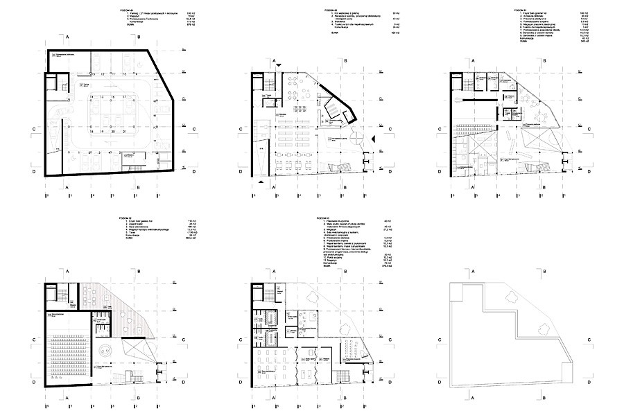 Centrum Biblioteczno-Kulturalne we Wrocławiu, proj. BXBstudio, rzuty (źródło: materiały prasowe)