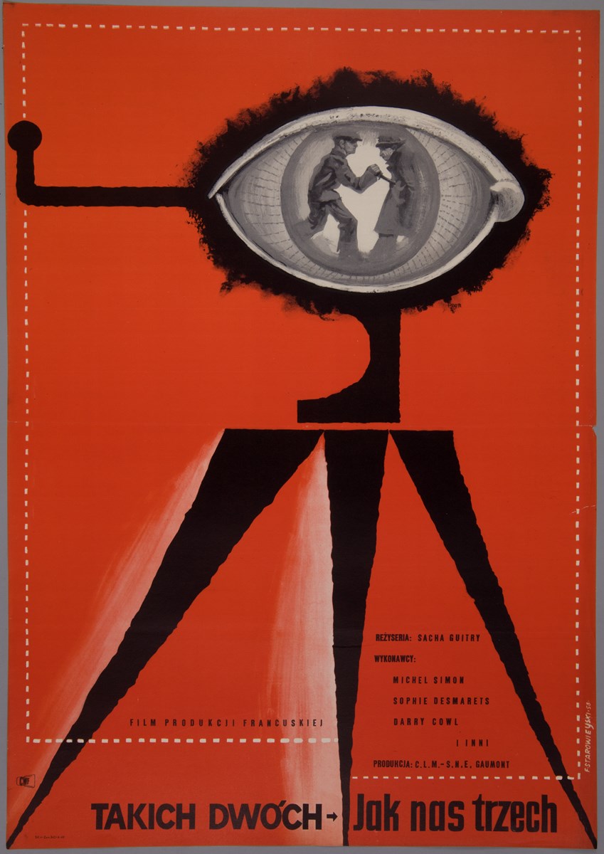„Takich dwóch jak nas trzech”. Film produkcji francuskiej, 1958, 83 x 58,4, offset, papier. Starowieyski, Franciszek (1930-2009), Warszawa (źródło: materiały prasowe organizatora)